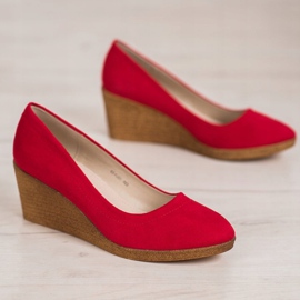 Goodin Décolleté con zeppa in pelle scamosciata rosso 1