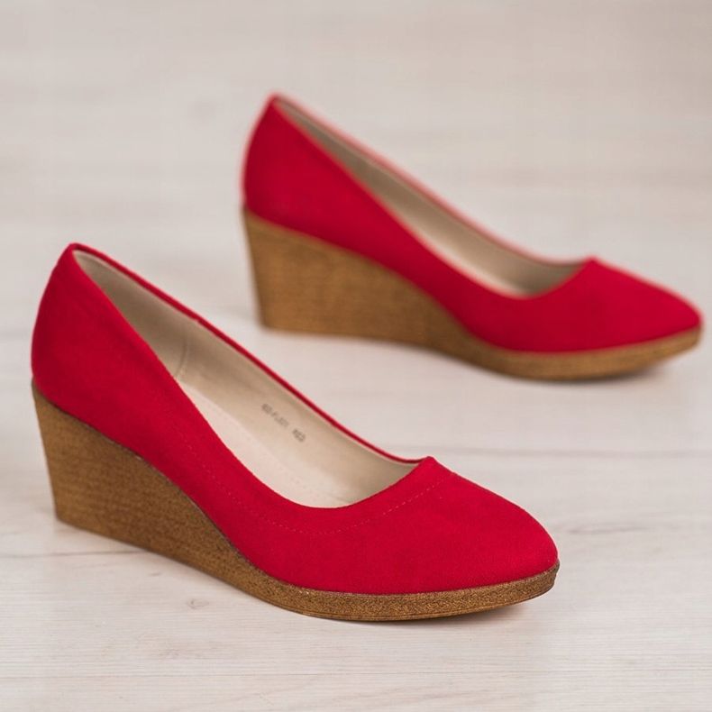 Goodin Décolleté con zeppa in pelle scamosciata rosso 1