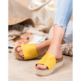 Renda Pantofole in pelle scamosciata sulla piattaforma giallo 1