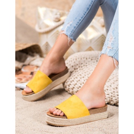 Renda Pantofole in pelle scamosciata sulla piattaforma giallo 2