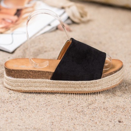 Renda Pantofole in pelle scamosciata sulla piattaforma nero 2