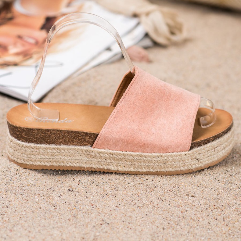Renda Pantofole in pelle scamosciata sulla piattaforma rosa 2