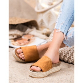 Renda Pantofole in pelle scamosciata sulla piattaforma marrone 1