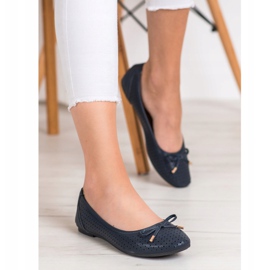 SHELOVET Ballerina Traforata Con Ecopelle blu navy 1