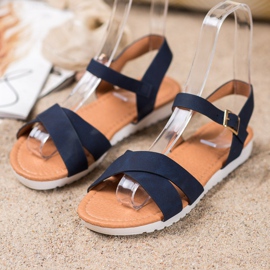 SHELOVET Comodi sandali in tessuto blu 1