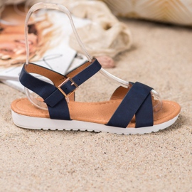 SHELOVET Comodi sandali in tessuto blu 2