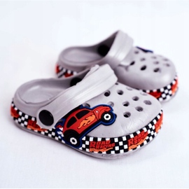 Giolan Pantofole in schiuma per bambini Kroks Grey Road Racing rosso arancia grigio 1