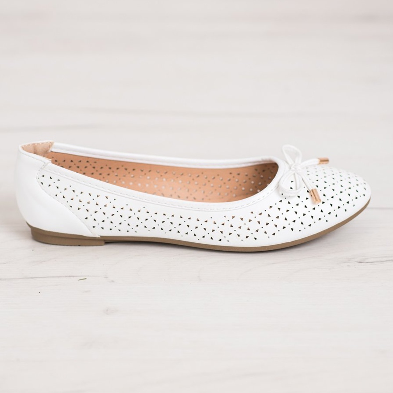SHELOVET Ballerina Traforata Con Ecopelle bianca 2