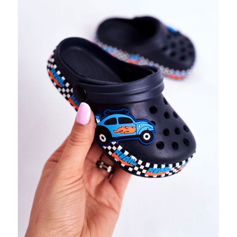 Giolan Pantofole per bambini Foam Crocs Navy Blue Road Racing blu navy arancia 1