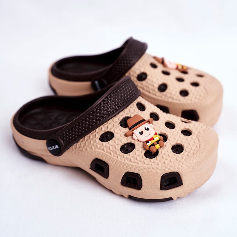 Giolan Pantofole da cowboy marroni Crocs in schiuma marrone per bambini 1