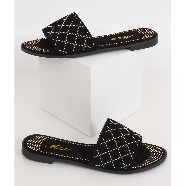 Pantofole nere da donna nere Q-85 Black nero 2