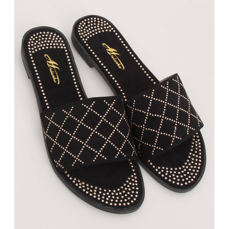 Pantofole nere da donna nere Q-85 Black nero 1