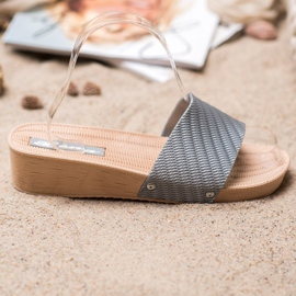 Bona Pantofole con zeppa alla moda grigio 2