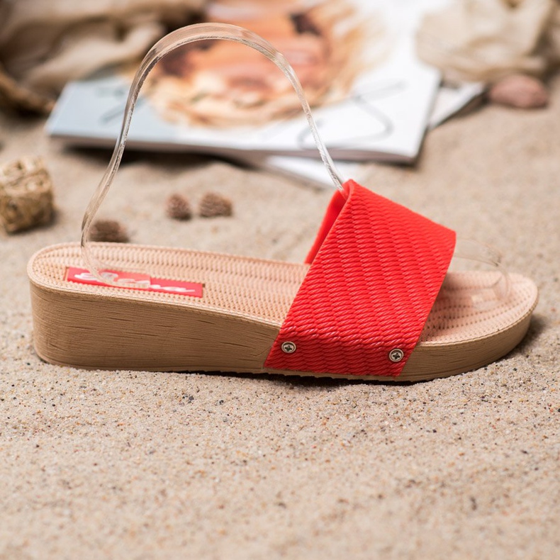 Bona Pantofole alla moda sulla piattaforma rosso 2