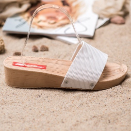 Bona Pantofole con zeppa alla moda bianco 1