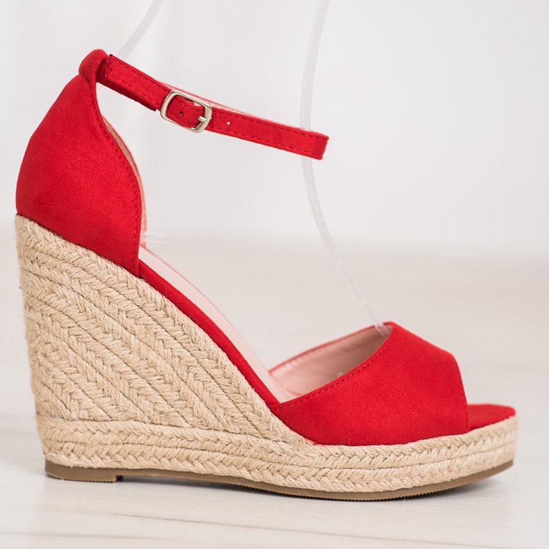 SHELOVET Espadrillas rosse sulla zeppa rosso 2