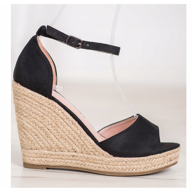 SHELOVET Espadrillas nere sulla zeppa nero 2