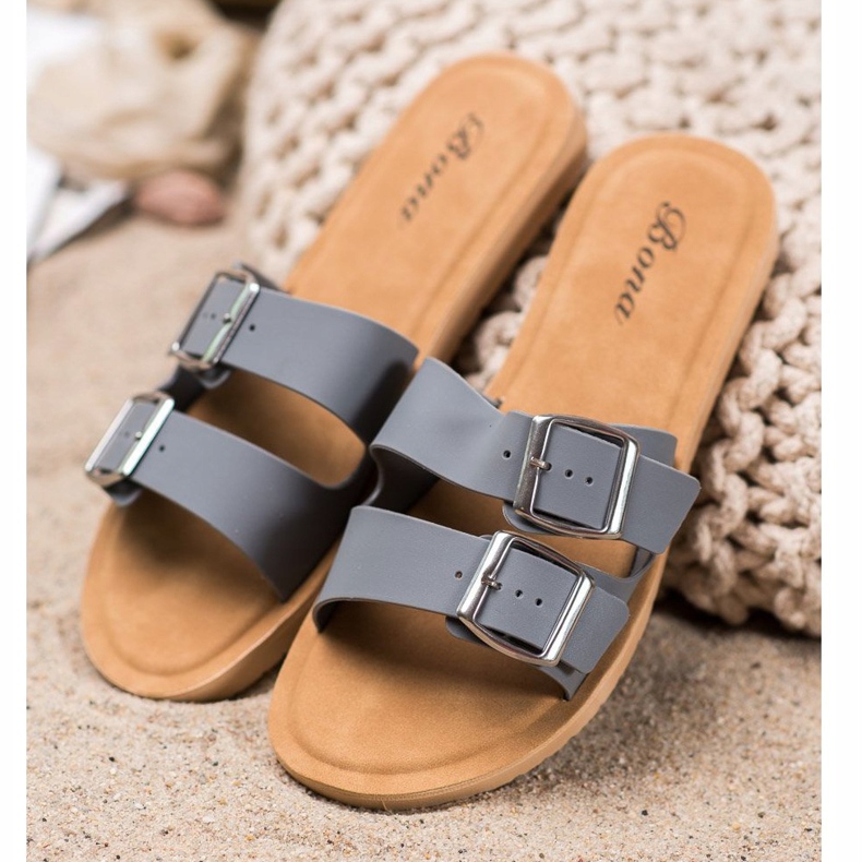 Bona Pantofole Classiche Con Fibbia grigio 1