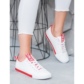 SHELOVET Sneakers Con Ecopelle Nice bianca rosso 4