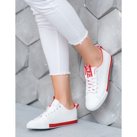 SHELOVET Sneakers Con Ecopelle Nice bianco rosso 1