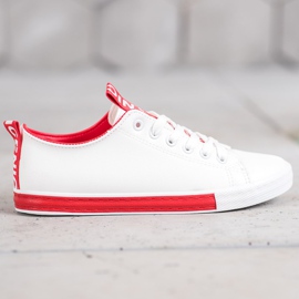 SHELOVET Sneakers Con Ecopelle Nice bianco rosso 2