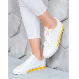 SHELOVET Sneakers Con Ecopelle Nice bianco giallo 1