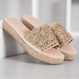 Small Swan Pantofole Con Cristalli beige 1
