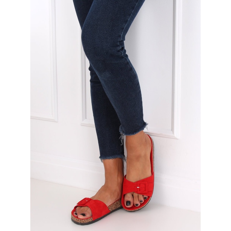 Red G-5026 Pantofole rosse con suola in sughero rosso 1