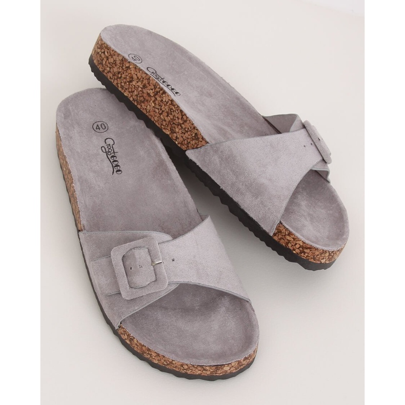 Grigio G-5026 Pantofole grigie con suola in sughero 1