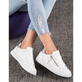 SHELOVET Scarpe sportive con cerniera decorativa bianca 2