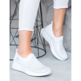 Super Mode Scarpe sportive con cristalli bianca 1