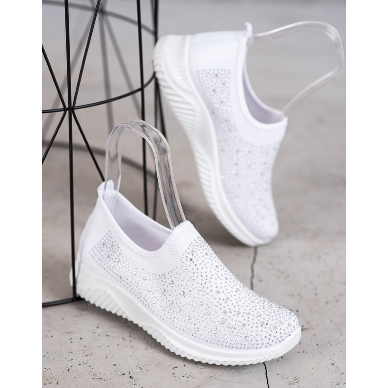 Super Mode Scarpe sportive con cristalli bianco 2