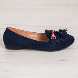 SHELOVET Mocassini blu navy con frange 2