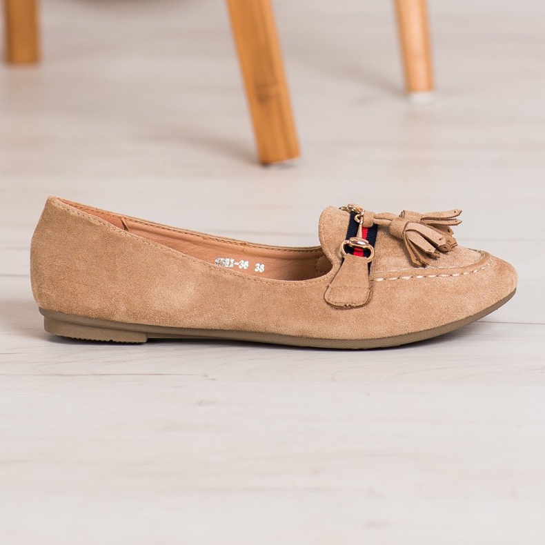 SHELOVET Mocassini Beige Con Frange 1