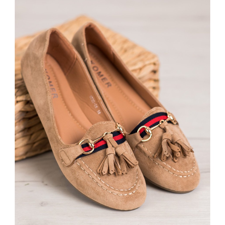 SHELOVET Mocassini Beige Con Frange 2