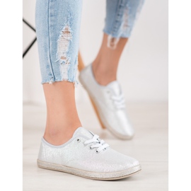 SHELOVET Sneakers Argento Con Glitter grigio 1
