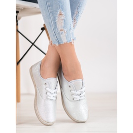 SHELOVET Sneakers Argento Con Glitter grigio 2