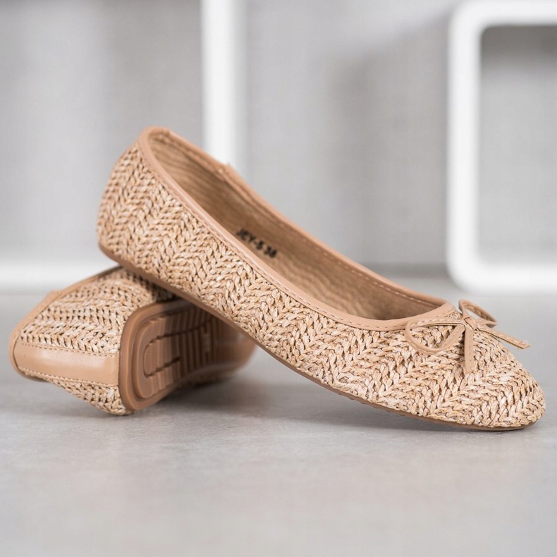 SHELOVET Ballerina Intrecciata Con Fiocco beige 1