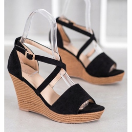 Small Swan Zeppe in camoscio nero 1