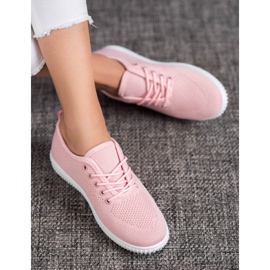 SHELOVET Sneakers traforate allacciate rosa 1