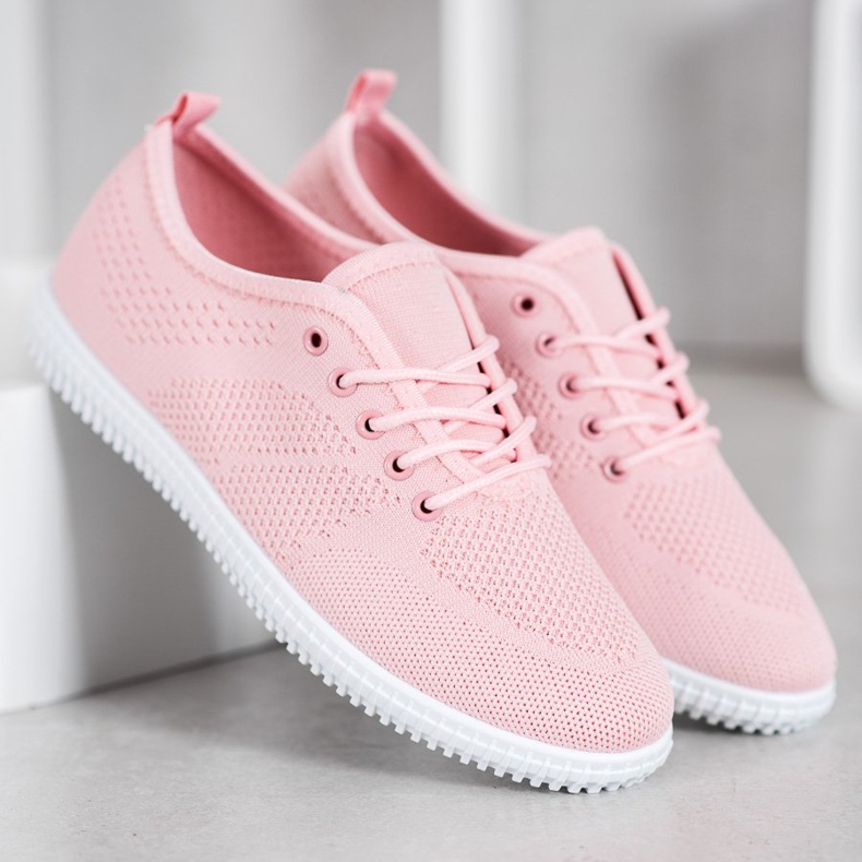 SHELOVET Sneakers traforate allacciate rosa 2