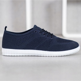 SHELOVET Sneakers traforate allacciate blu 1