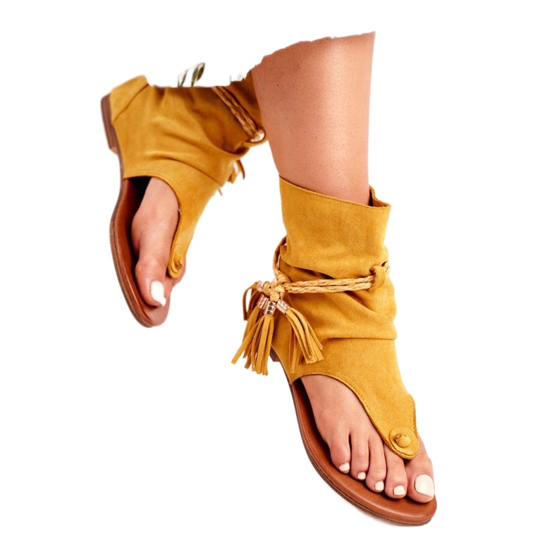 SEA Sandali Donna Infradito Con Gambo Giallo SL1011 Madrit 2