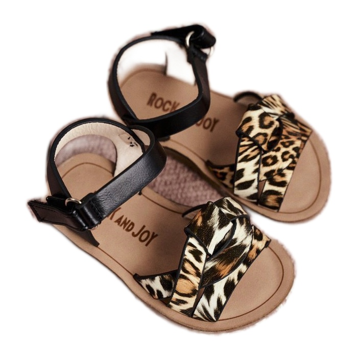 FRROCK Sandali da bambino con velcro Panterka Mimi marrone nero arancia 3