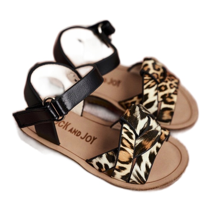 FRROCK Sandali da bambino con velcro Panterka Mimi marrone nero arancia 2