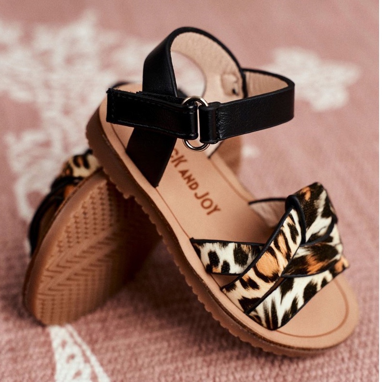 FRROCK Sandali da bambino con velcro Panterka Mimi marrone nero arancia 4