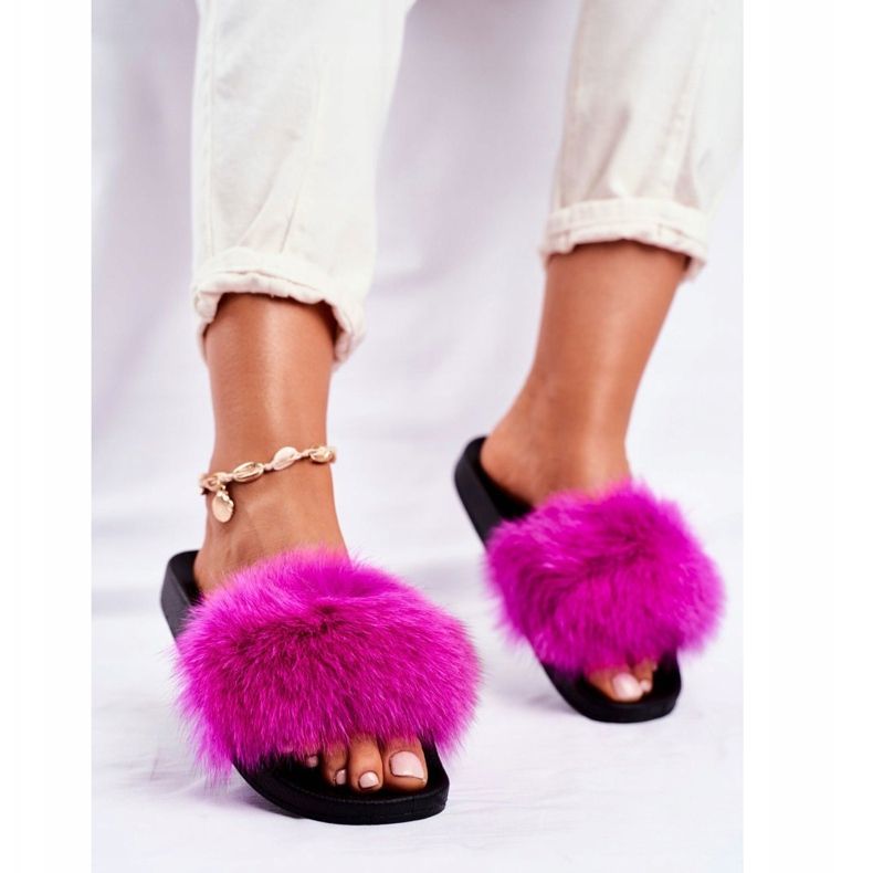 PS1 Ciabatte da donna con pelliccia Belmondo fucsia rosa 2
