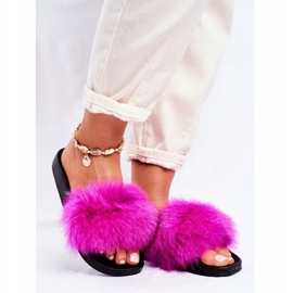 PS1 Ciabatte da donna con pelliccia Belmondo fucsia rosa 1