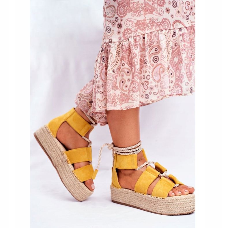 PS1 Espadrillas da donna su piattaforma in lino giallo indiano 2