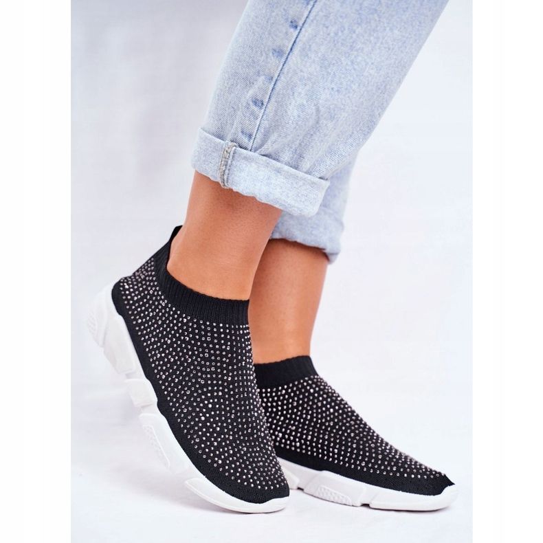 PS1 Scarpe Sportive Slip-On da donna Nere con Cubic Zirconia Milodin nero 1